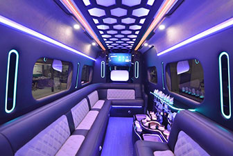 White Mercedes Sprinter Bus Interior Photo 3